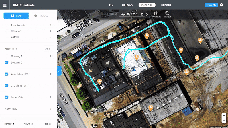 DroneDeploy’s software can compare and contrast footage from different dates (VentureBeat)