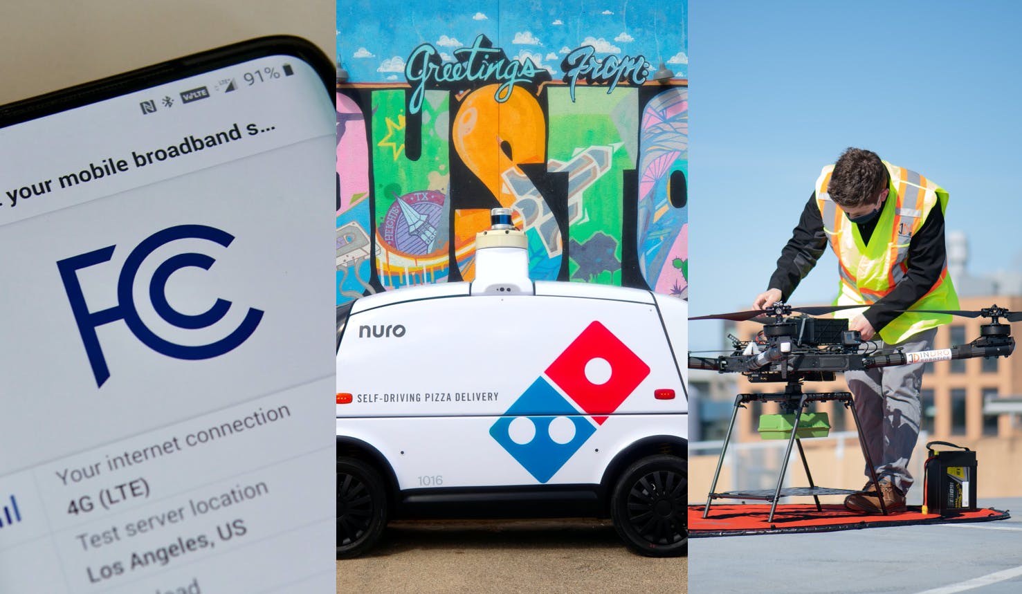 FCC broadband speed test app aims to provide more reliable service data—Dominos partners with Nuro to test driverless delivery service in Texas—Canada’s first 5G drones launch on Rogers’ network in Vancouver