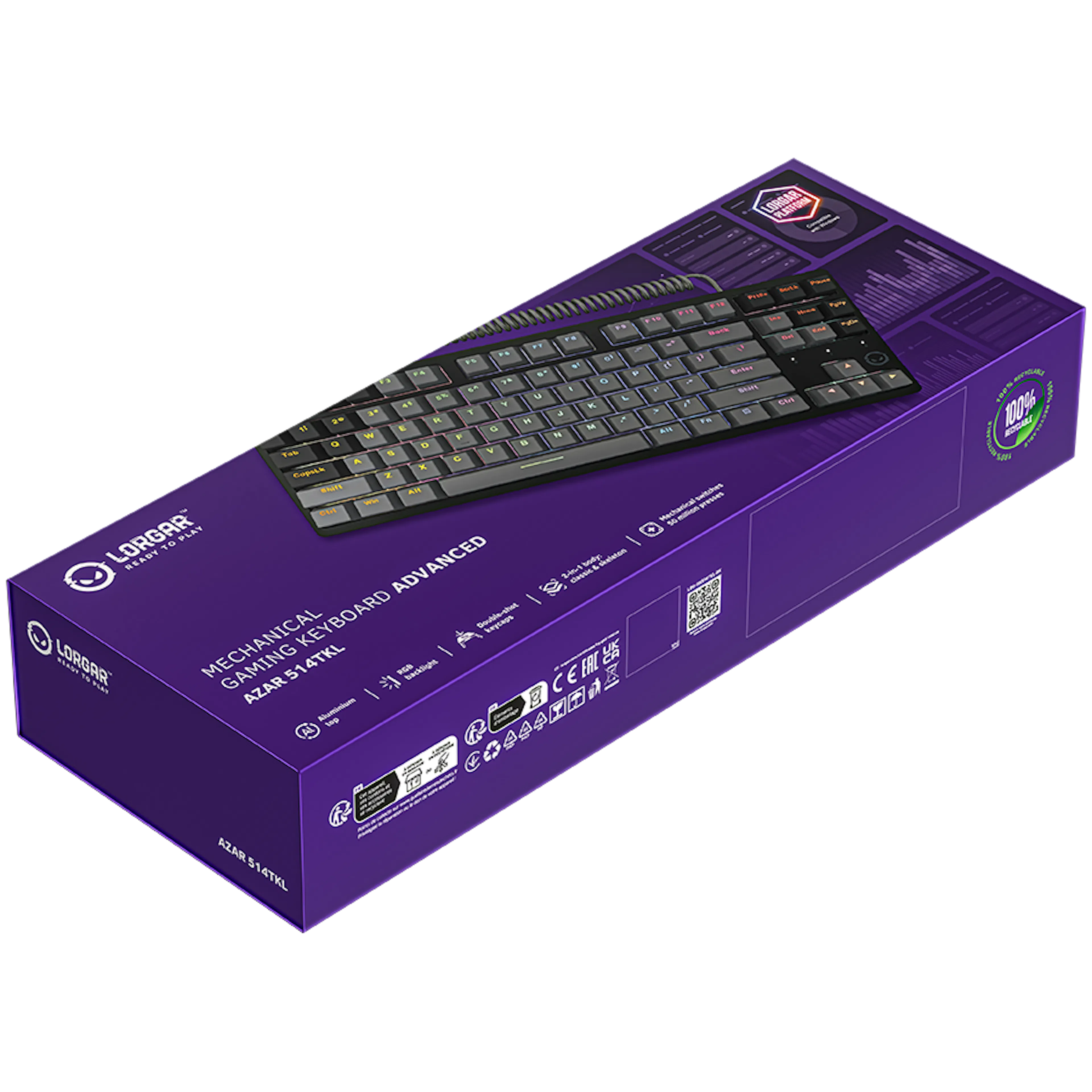 Lorgar Azar 514TKL - Wired RGB Gaming keyboard - Black