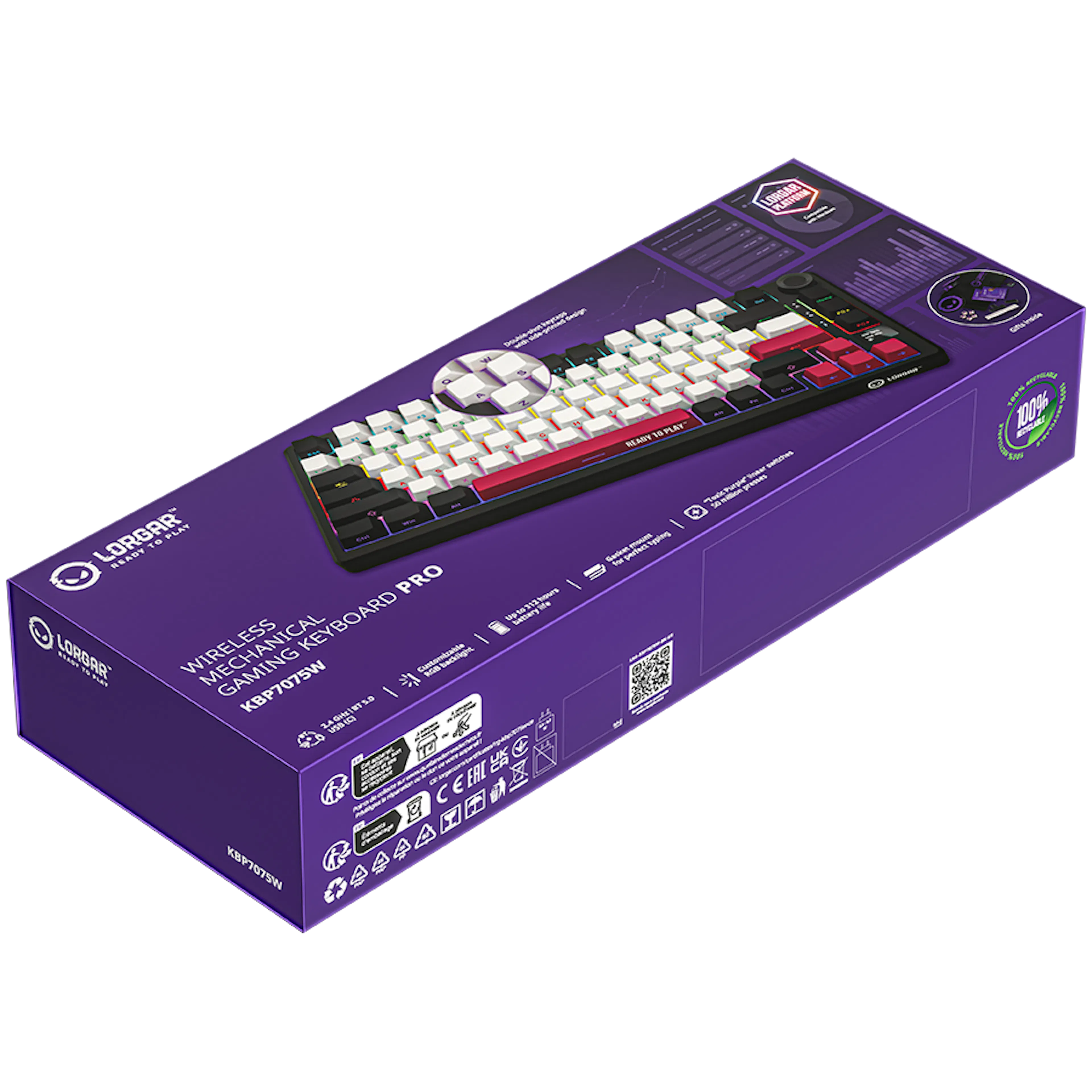 Lorgar KBP7075W – Wireless 75% Mechanical Gaming Keyboard - Black/red
