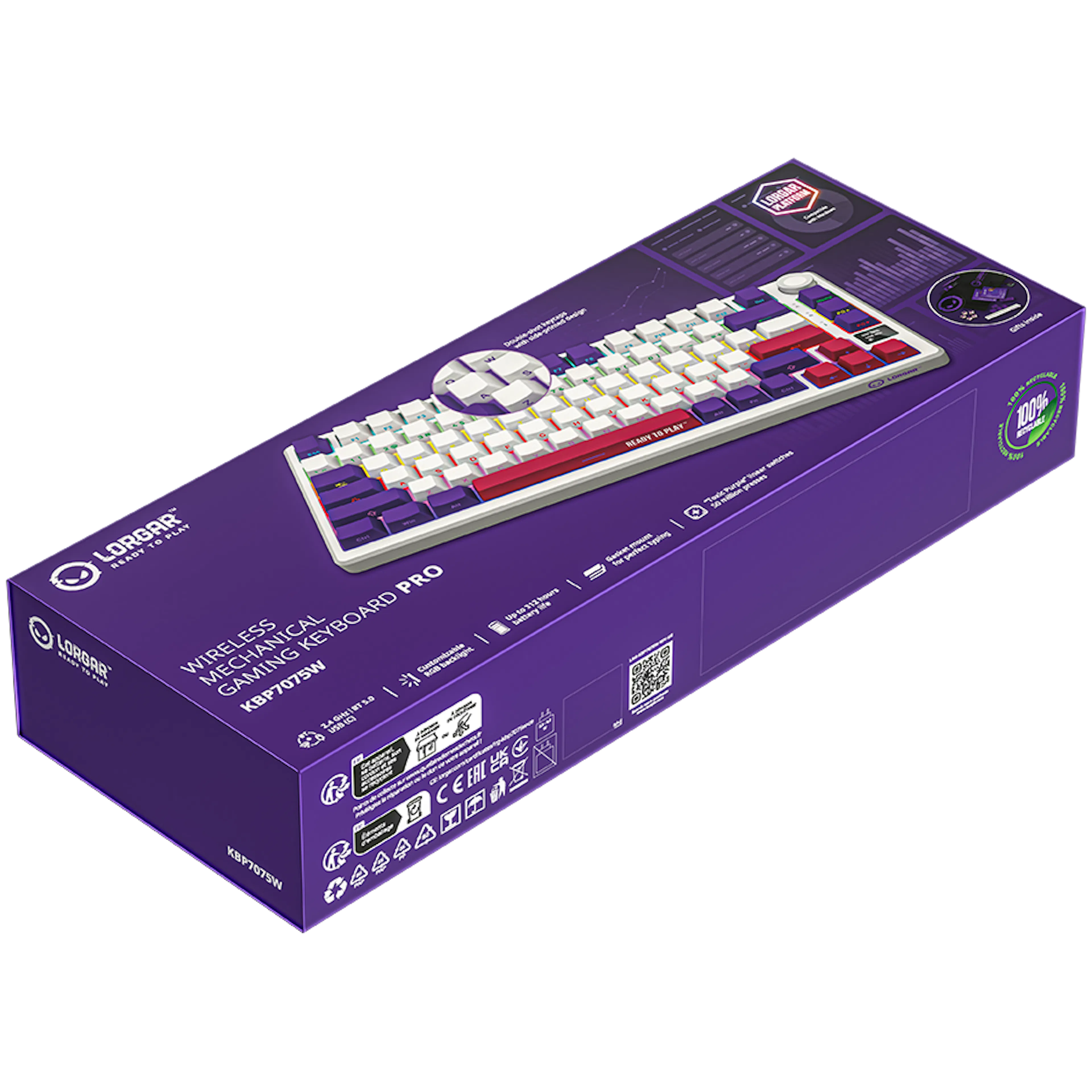 Lorgar KBP7075W – Wireless 75% Mechanical Gaming Keyboard - White