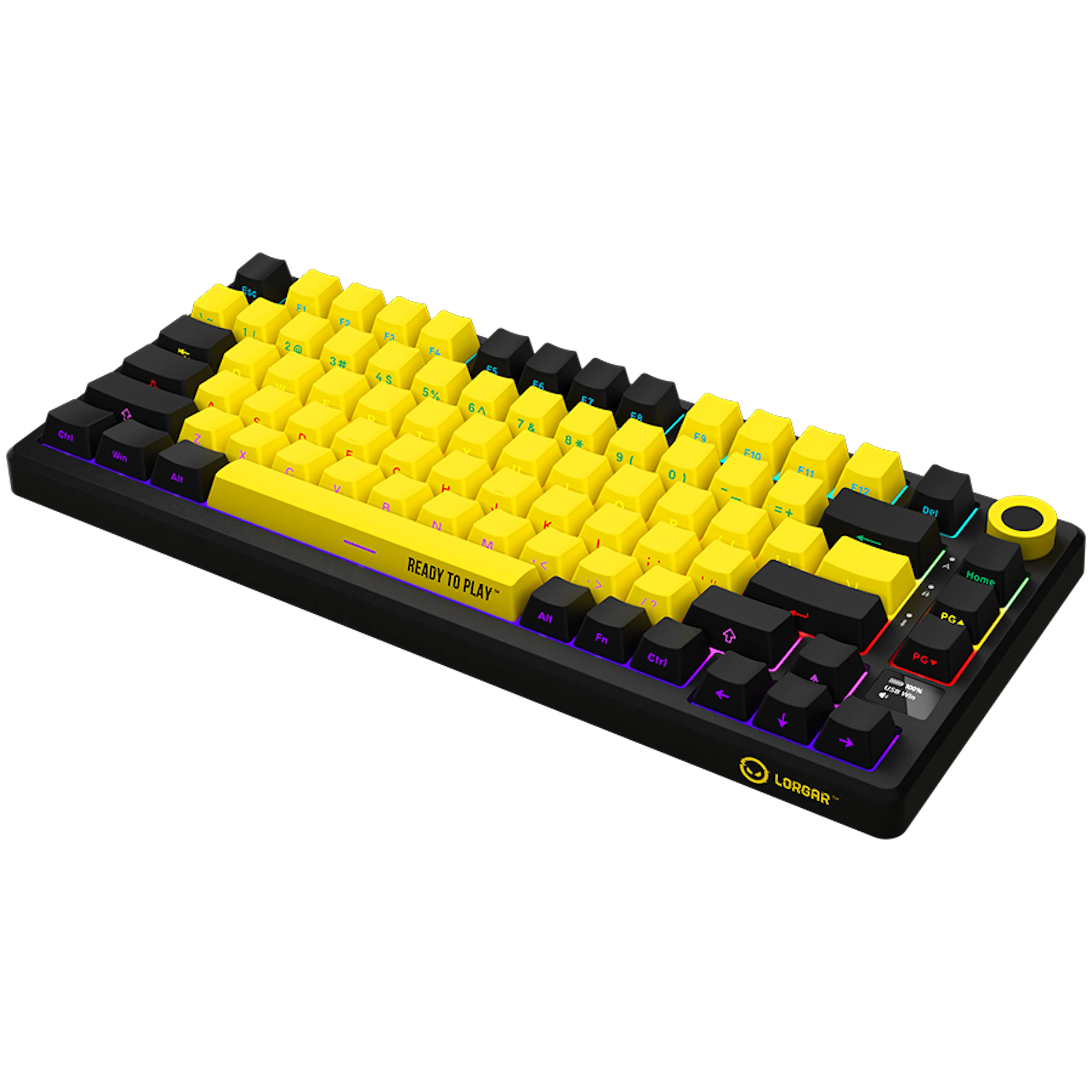 Lorgar KBP7075W – Wireless 75% Mechanical Gaming Keyboard - Yellow/Black