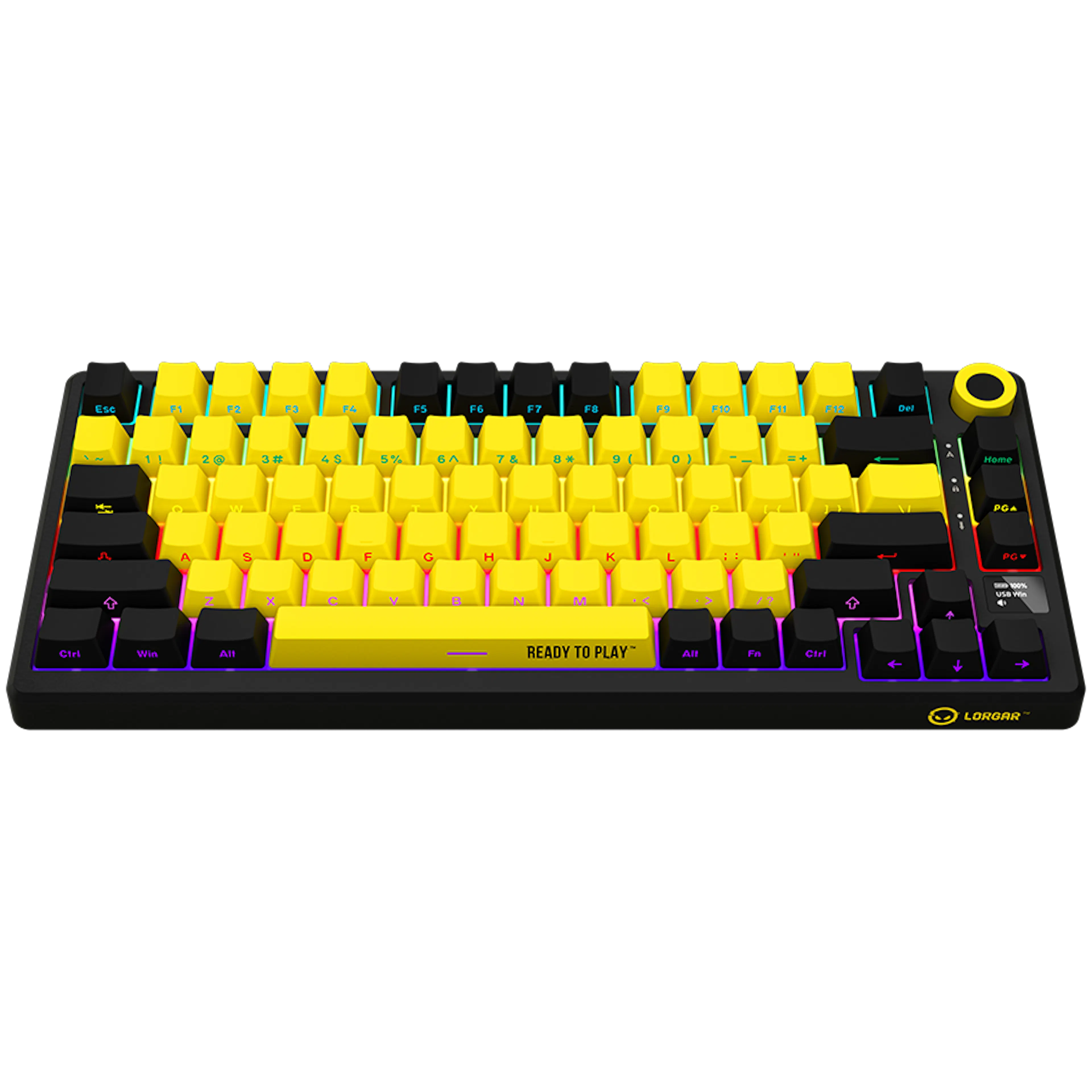 Lorgar KBP7075W – Wireless 75% Mechanical Gaming Keyboard - Yellow/Black