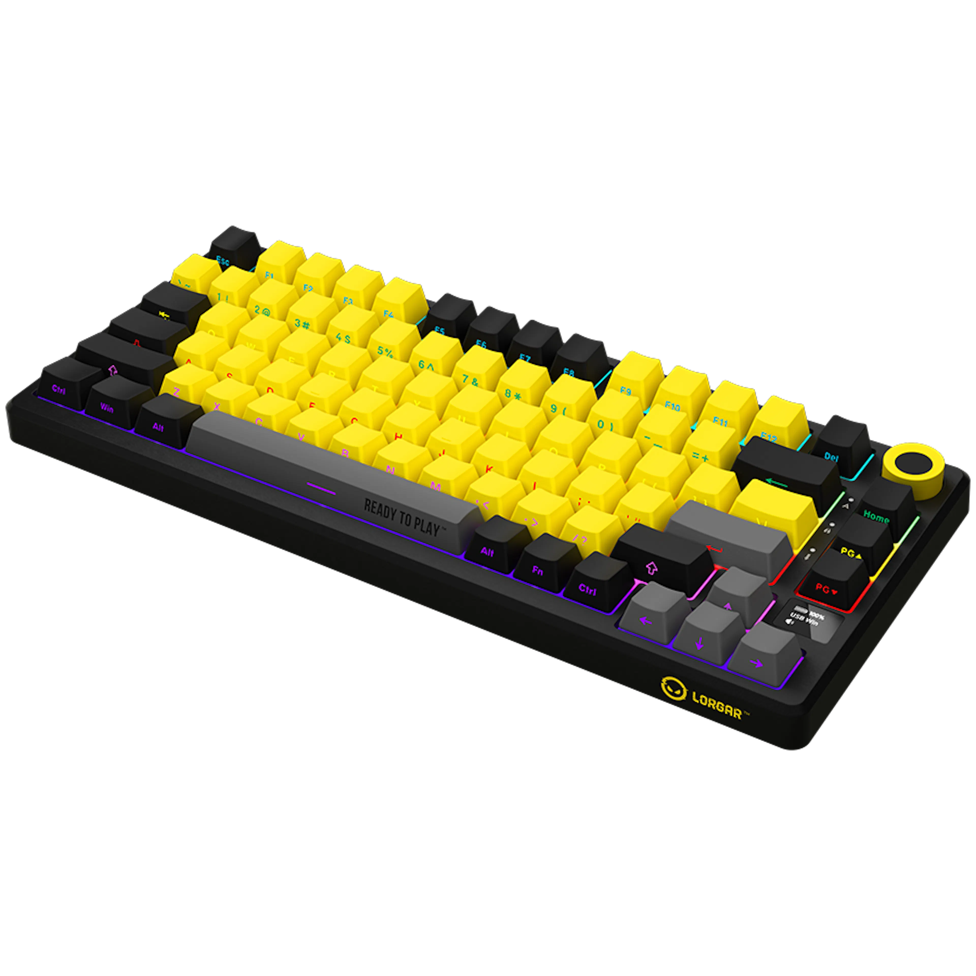Lorgar KBP7075W – Wireless 75% Mechanical Gaming Keyboard - Yellow/Black