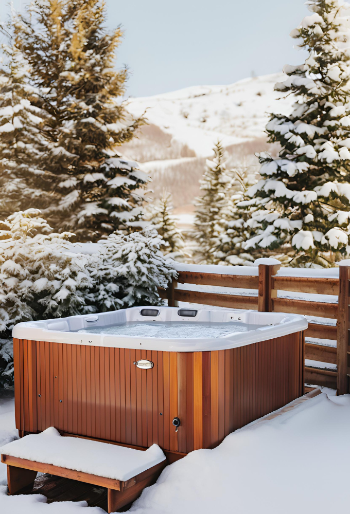 clean hot tub in winter