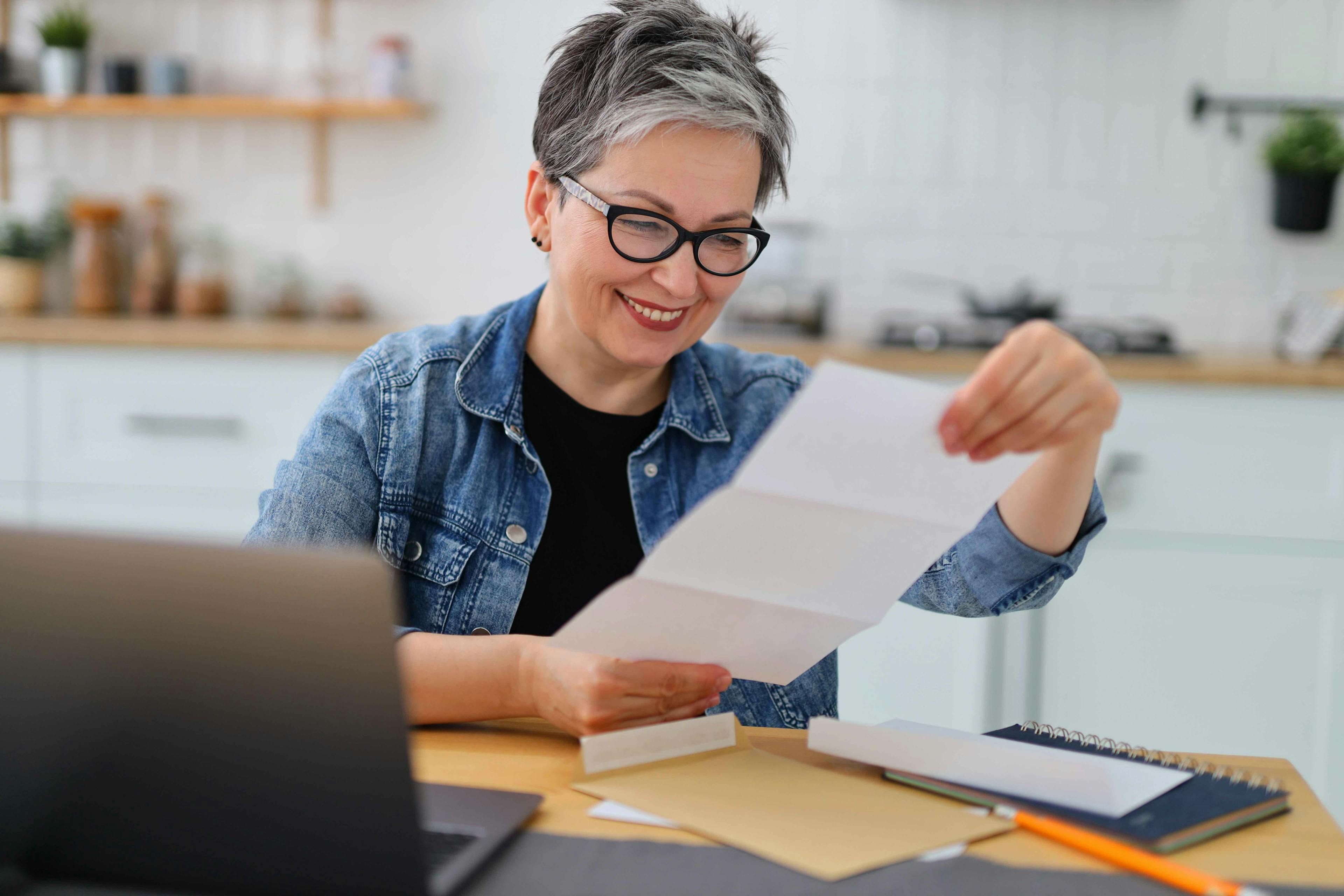 Woman looking at plan