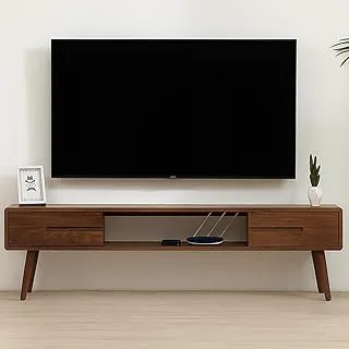 Streem Solid Sheesham Wood Entertainment Floating Tv Unit for Living Room | Media Tv Cabinet | Open Shelf & 2 Door Drawer Storage (140 CM TV Unit, Floor Mount)