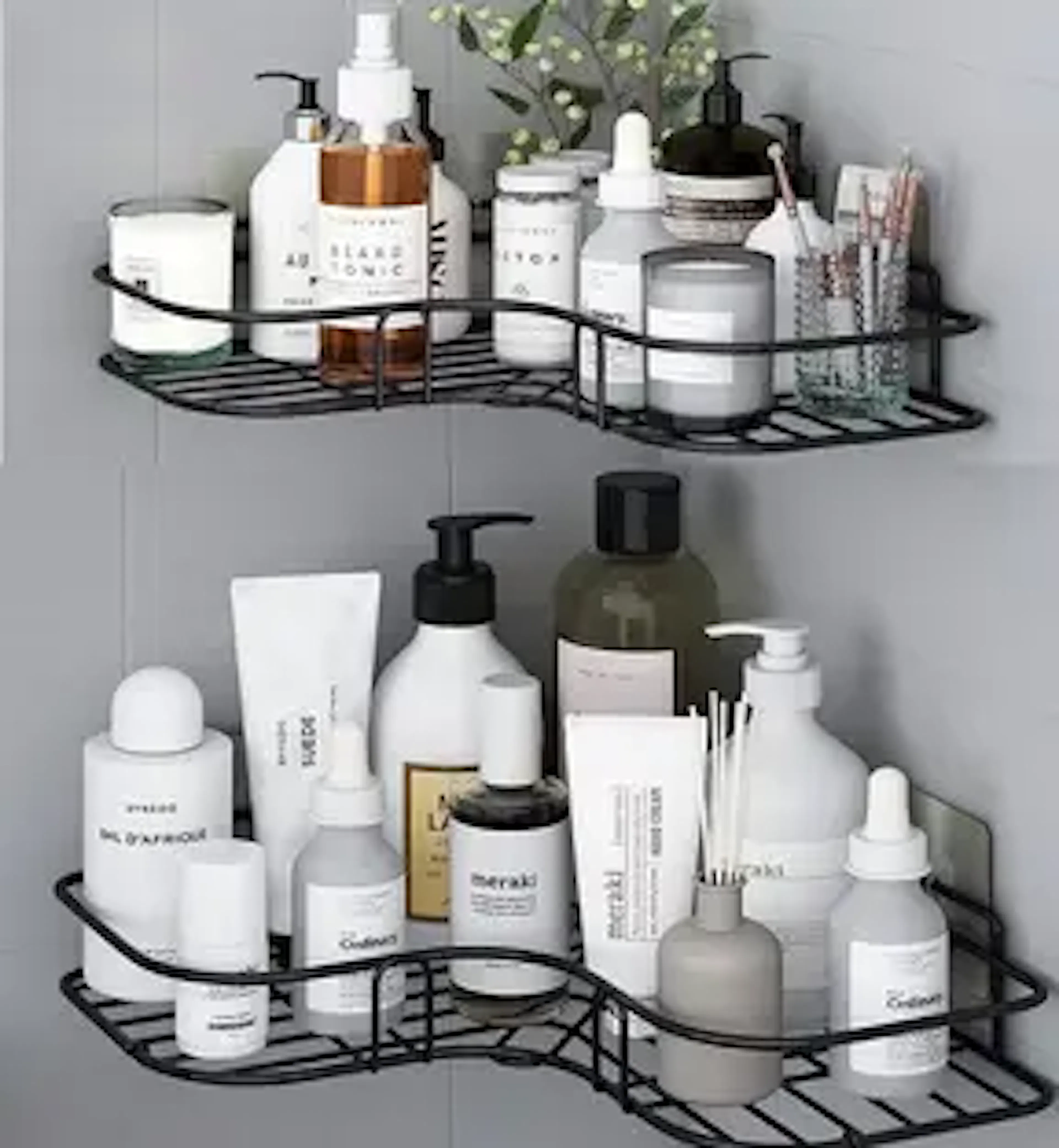 ZenZone Bathroom Corner Shelf Super , Corner Shelves for Home Decor - One Set (2 Pieces) Iron Wall Shelf