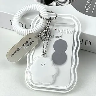 Street27 Cloud Shape Photo Card Holder with Keychain Pendant | Transparent ID Badge Case with Wrist Strap | Silicone Protective Card Cover for Office, School & Travel (Transparent)