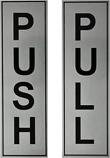 Buzz Cool Silver Metal Push Pull Stickers For Glass And Wood | Self Adhesive Stainless Steel Metal Sticker for Door | Push and Pull Stickers for Hospital Malls Office 1 set (2pcs)