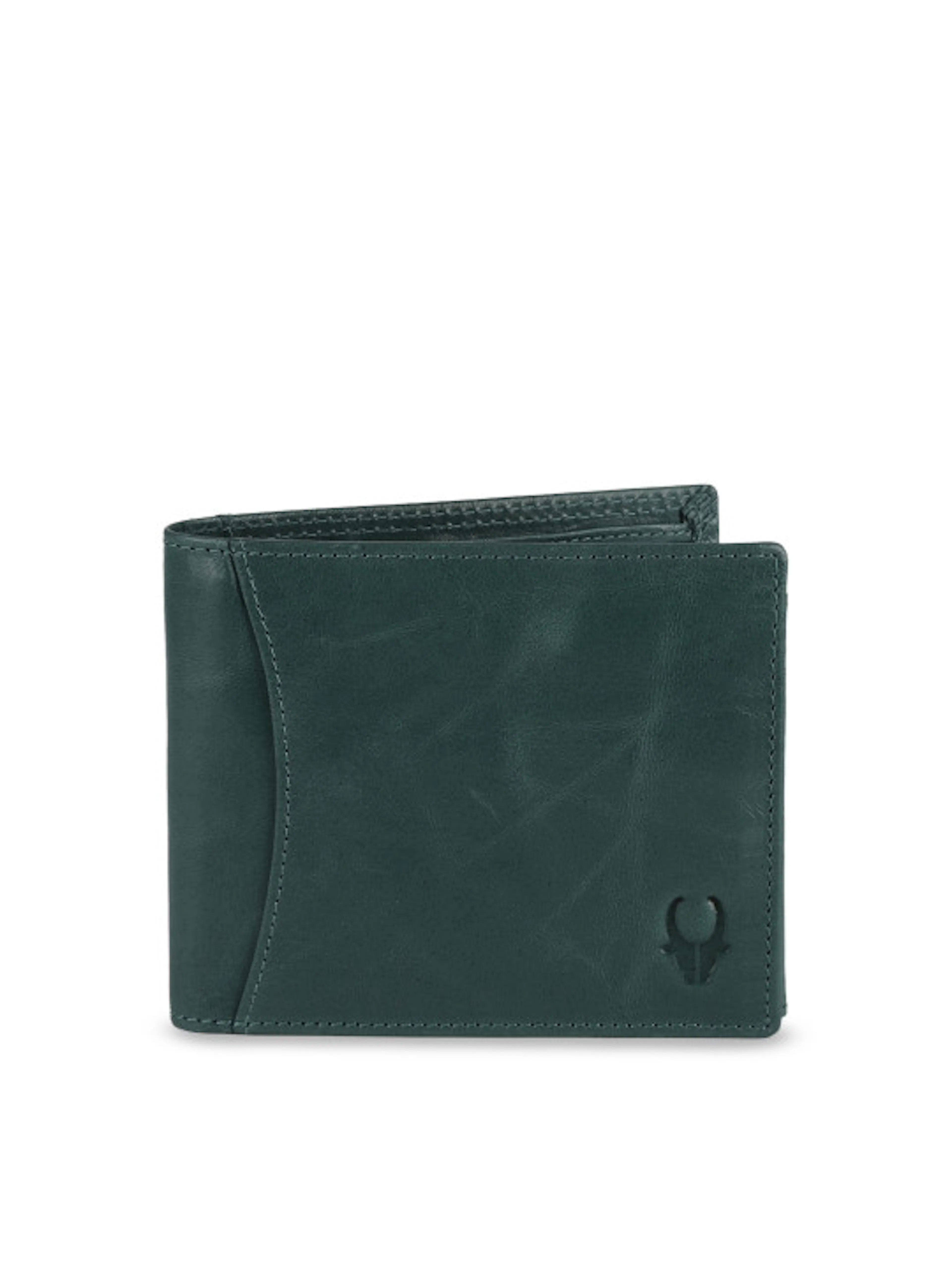 WildHorn Men Teal Blue Solid RFID Protected Leather Two Fold Wallet