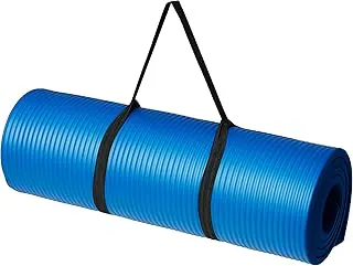 Amazon Basics 13mm Extra Thick NBR Yoga and Exercise Mat with Carrying Strap, Blue
