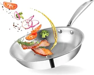 Vinod Platinum Triply Stainless Steel Frying Pan - 2.2 L, 24 cm | 2.5 mm Thick Tri ply Cookware | Heavy-Bottom Frypan for Healthy, Low-Oil Cooking | Induction and Gas Compatible | Scratch Resistant Stainless Steel