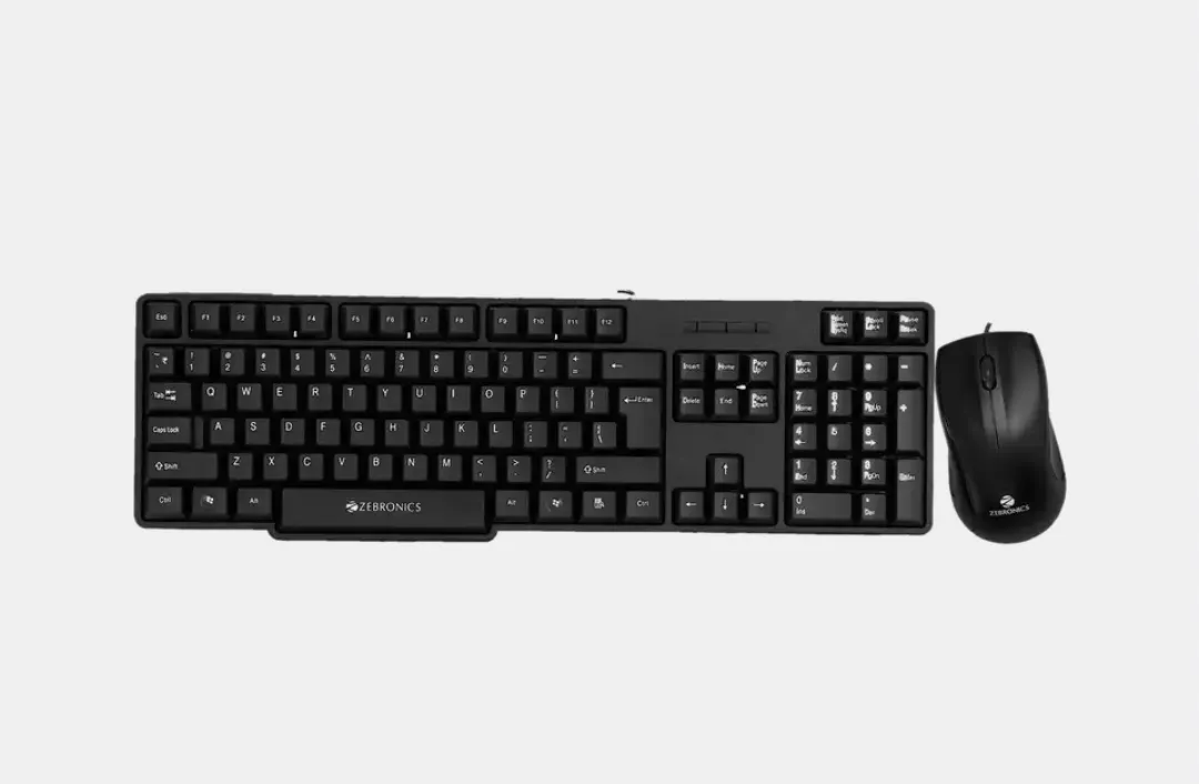 ZEBRONICS Zeb-Judwaa 750 Combo Wired USB Standard Desktop Keyboard Compatible with Desktop, Laptop, Mac with 104 Keys and a USB Mouse with 1200 DPI (Black)