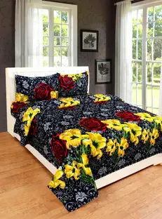 ShopGlobal 120 TC Microfiber Double 3D Printed Bedsheet