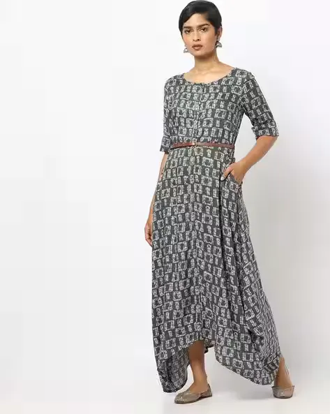 Flared Dress With Asymmetrical Heline
