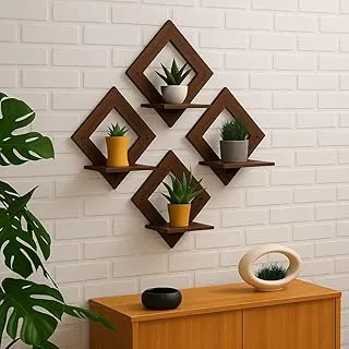 Wooden Tree Wall Shelf | Stylish Wall Mounted Shelf for Home & Office Décor | Engineered Wood, Brown | Storage & Display Rack for Living Room