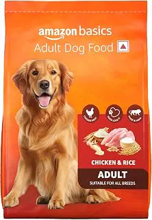 Amazon Basics Dry Dog Food | 5 Kg | Chicken & Rice | with Real Chicken Meat | Kibble for Adult Dogs | Packed with Protein | Suitable for All Breeds