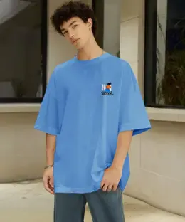 QOWL Graphic Print Men Blue T-Shirt