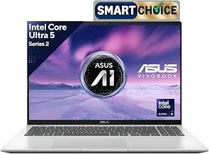 ASUSVivobook 16, Smartchoice, Intel Core Ultra 5 Series 2, 16GB RAM, 512GB SSD, FHD+ 16", Windows 11, Office Home 2024, Silver, 1.88kg, X1607CA-MB142WS, Intel iGPU, M365 Basic (1Year)* Laptop