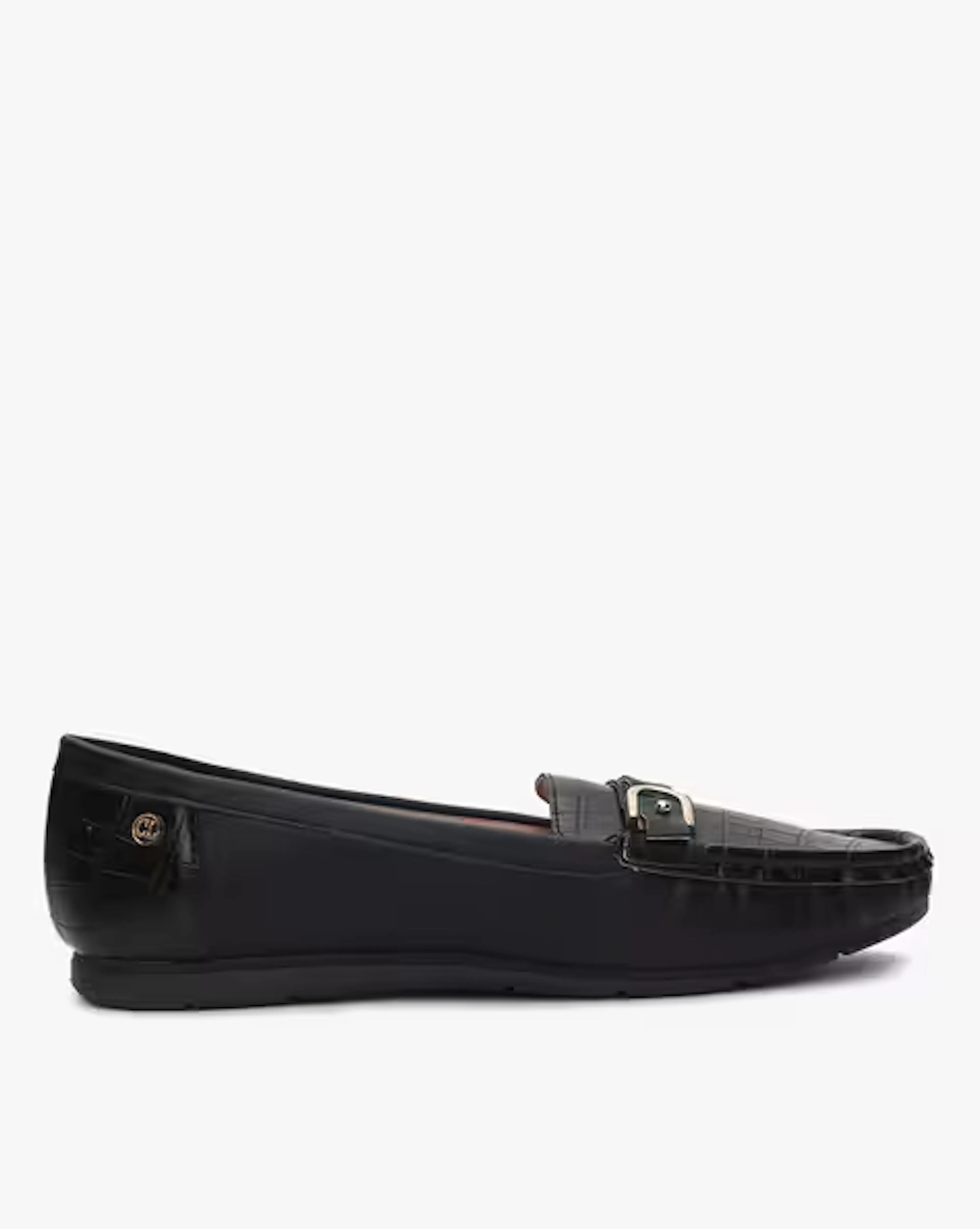Reptilian Pattern Ballerinas with Buckle Fastening