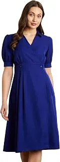 Symbol PremiumWomen's Fit & Flare Wrap Dress (Midi Length | Stylish | Desk-to-Dinner) (Available in Plus Sizes)