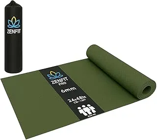 Yoga Mat for Women & Men | High Density TPE Yoga Mat with 6mm Cushion | Sweat-Resistant & Double Sided Anti-Slip Exercise Mat | Lightweight & Portable with Carry Bag (Olive)