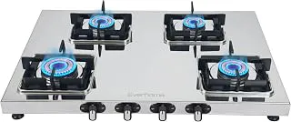 Everflame Prime Gas Stove| 4 Burner Stainless Steel Stove | Manual Ignition | LPG Stove | Gas-Saver | (1.2MM)-Thick SS Body | Brass Burner | ISI Certified | 2 Years Product Warranty + Doorstep Service