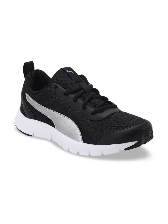 Puma Unisex Kids Black Woven Design Sneakers