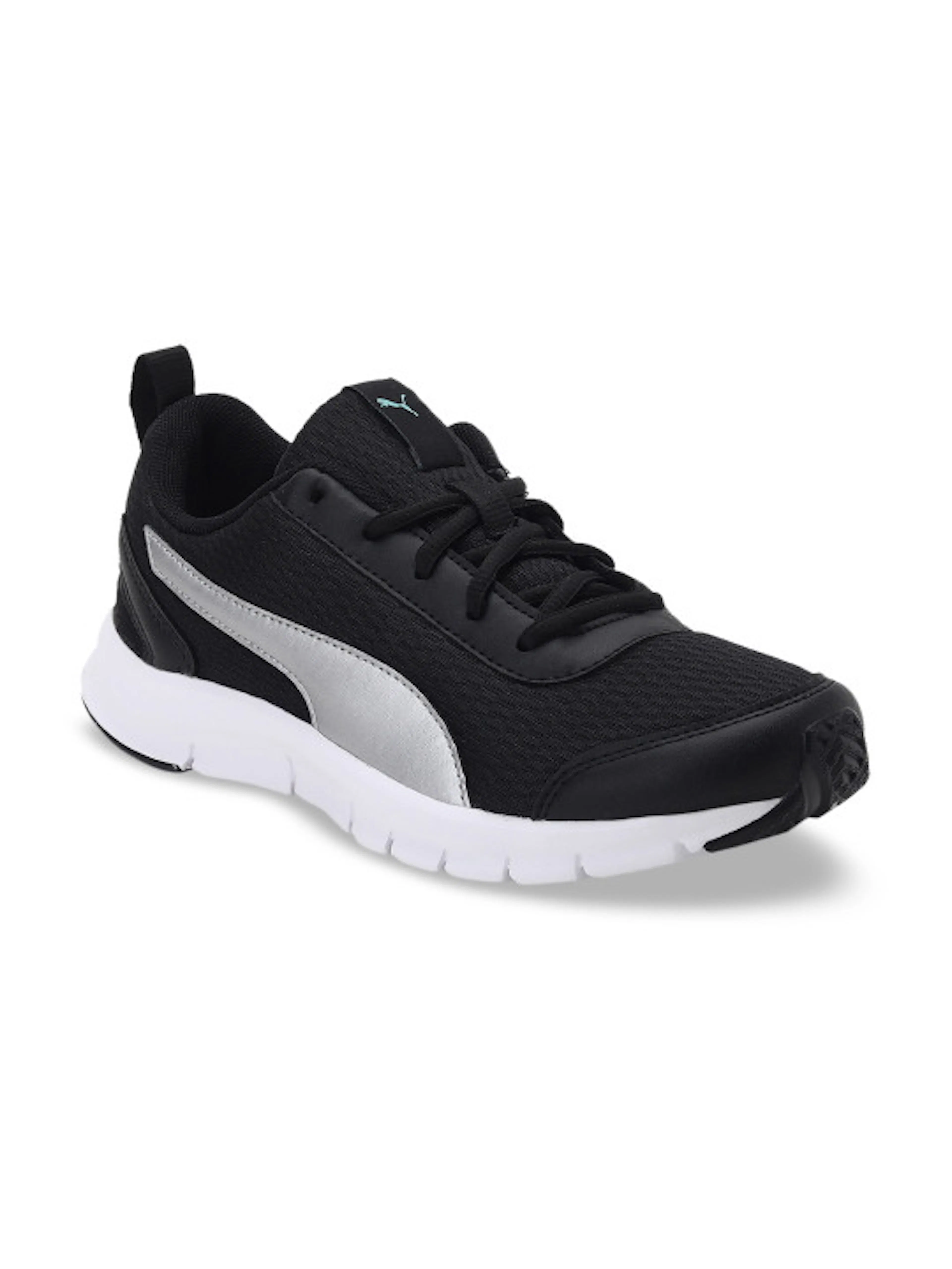 Puma Unisex Kids Black Woven Design Sneakers
