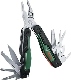 Bosch16-in-1 Multi-Tool | Stainless Steel | Plier, Knife, Screwdriver & More | for Home, DIY & Camping | Compact Foldable Design | Safety Pouch Included
