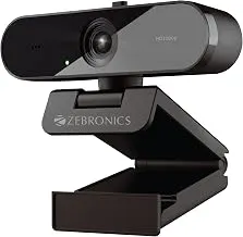 Zebronics FHD USB Webcam, 30FPS, 2P2G Lens, 2.0MP CMOS Sensor, Auto-White Balance, Auto-Exposure, Privacy Shutter, Built-in Mic, for Teams, FaceTime, PC/Laptop (Live Pro)