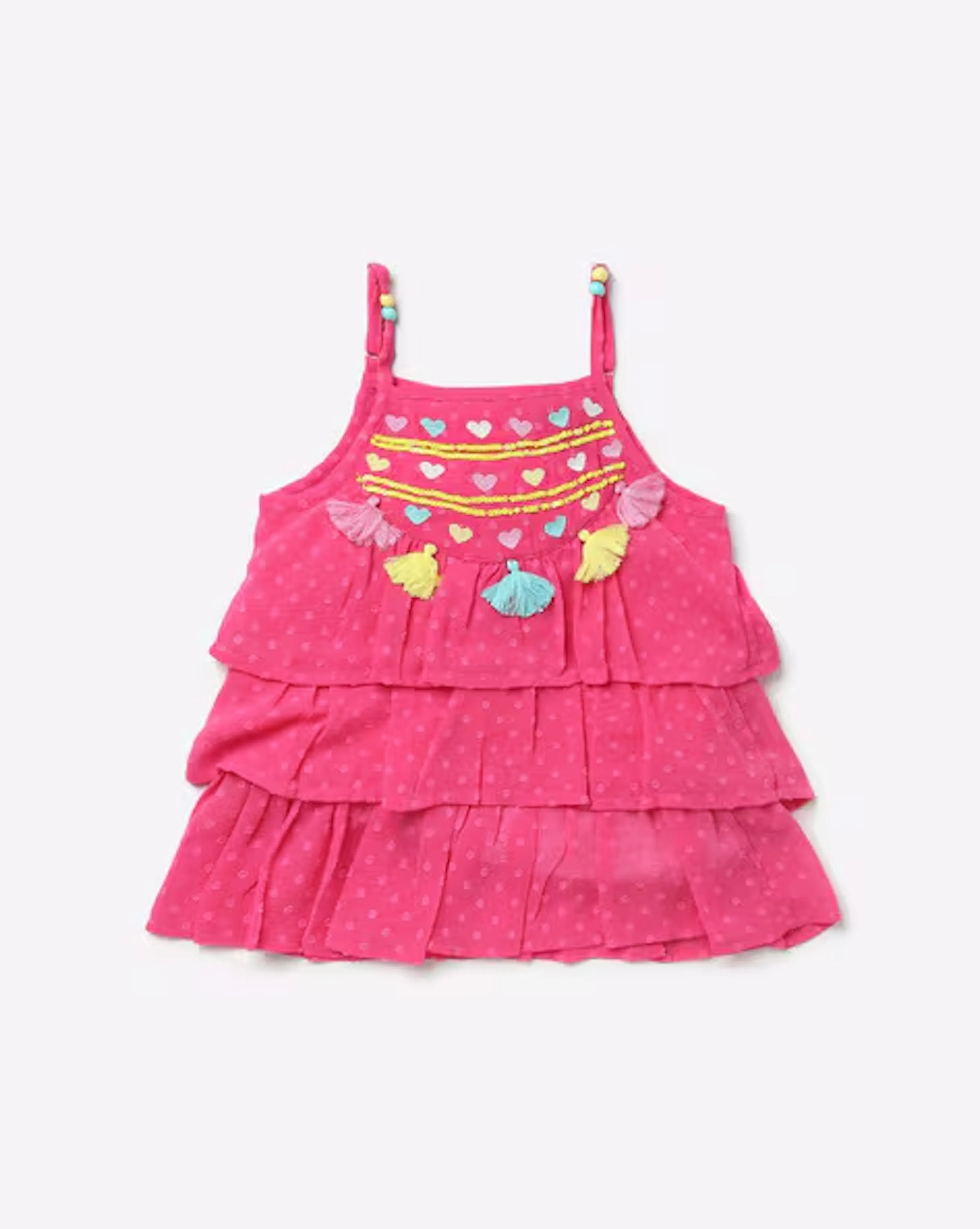 Embroidered Strappy Tiered Top
