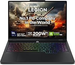LenovoLegion Pro 5 2025, Intel Core Ultra 7 255HX, RTX 5060-8GB, 32GB RAM, 1TB SSD, WQXGA OLED, 16"/40.6cm, 165Hz, Windows 11, Office 2024+AI Now, Black, 2.4Kg, 83F3007CIN, AI Powered Gaming Laptop