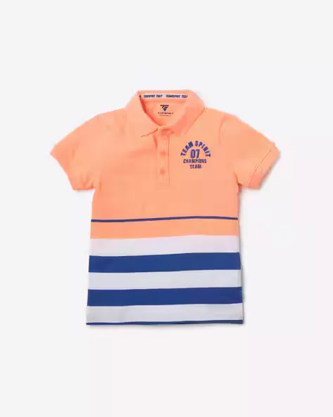 Colourblock Polo T-shirt with Stripes