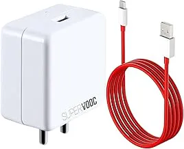 80W SUPERVOOC Fast Charger with Type-C Cable | 80W USB Charger for OnePlus, Realme, Oppo, Redmi, Xiaomi, Poco, iQOO, Samsung & More | Supports Dart, Dash, Warp, Vooc, SuperVooc, QC 3.0 Charge (Combo)