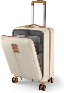 SafariCabin Trolley Bag with Laptop Compartment, Hardside Polycarbonate Small (55cm) Suitcase | 360° 8 Wheel Spinner Travel Luggage| Recessed Combination Lock|Thorium Neo| Vanilla