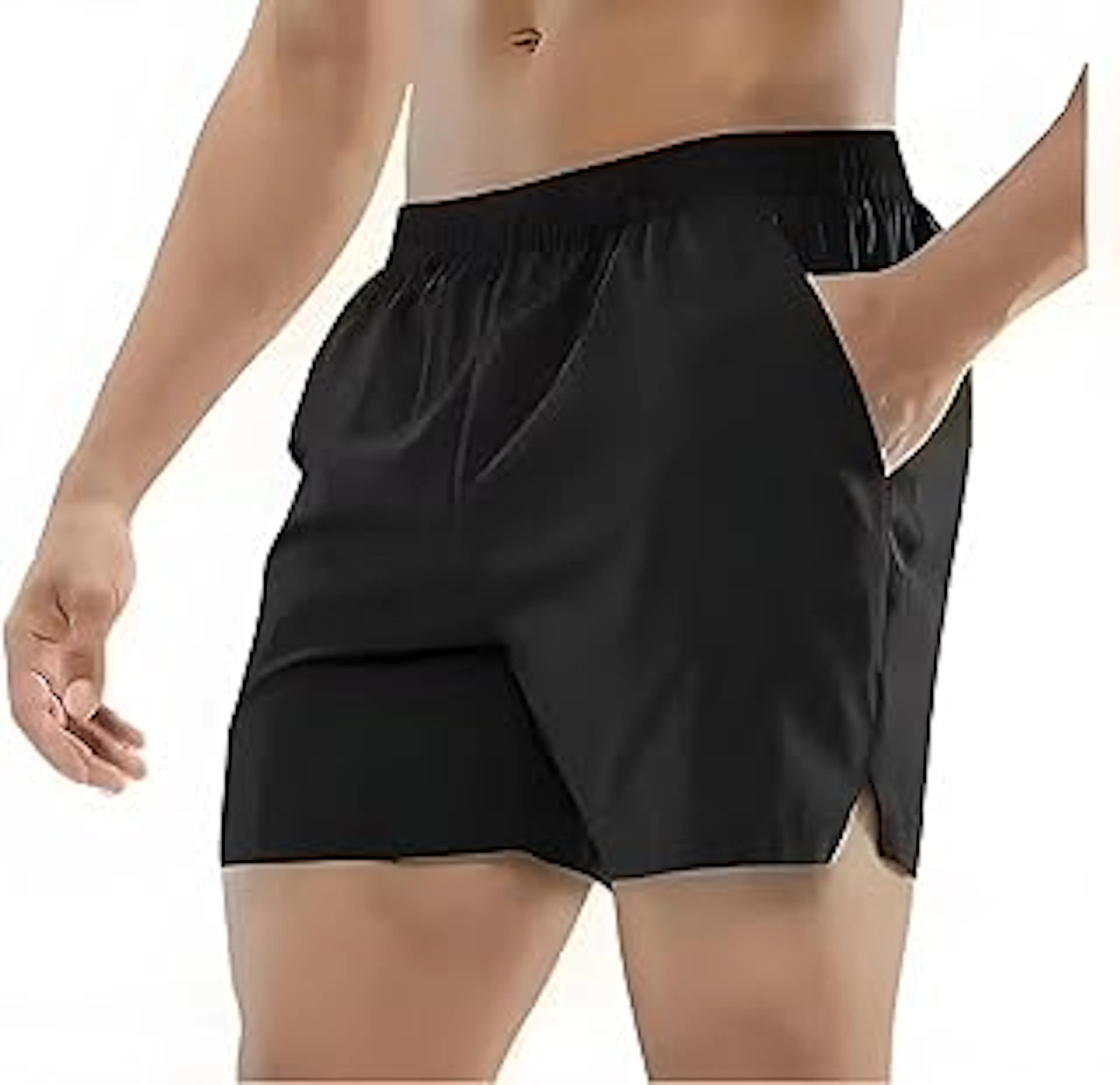 Sector zMen's Athletic Running Shorts, Cotton Blend, 2 Pockets, Black