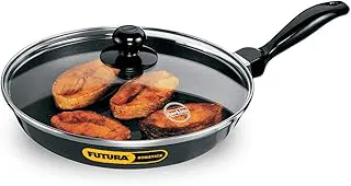 Hawkins Futura 24 cm Frying Pan, Non Stick Fry Pan with Glass Lid, Frypan, Black (NF24G Aluminium