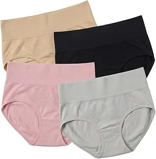 Cool & ComfeeWomen's High-Waisted Briefs, Full Back Coverage, Smoothing Comfort Undies with Cotton Crotch