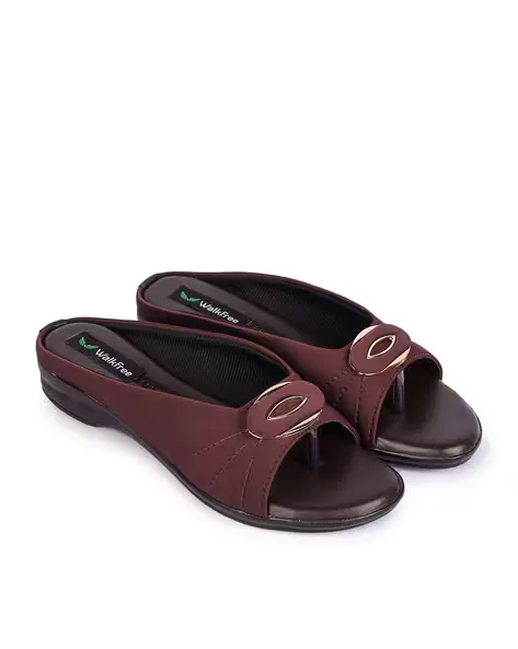 Peep-Toe Slip-on Sandals