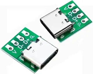 2 Pieces USB Type-C 4 Pin Female Connector Breakout Board-Compatible with UNO | Rpi | Microcontroller Projects