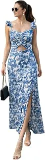 IUGAWomen’s Ruched Maxi Dress with Side Slit | Stylish Bodycon Dress