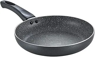 Prestige Omega Deluxe Granite Non-Stick Round Base Fry Pan, 28cm - 3L |Metal Spoon Friendly |Aluminium|Durable Granite Finish|Black Aluminium