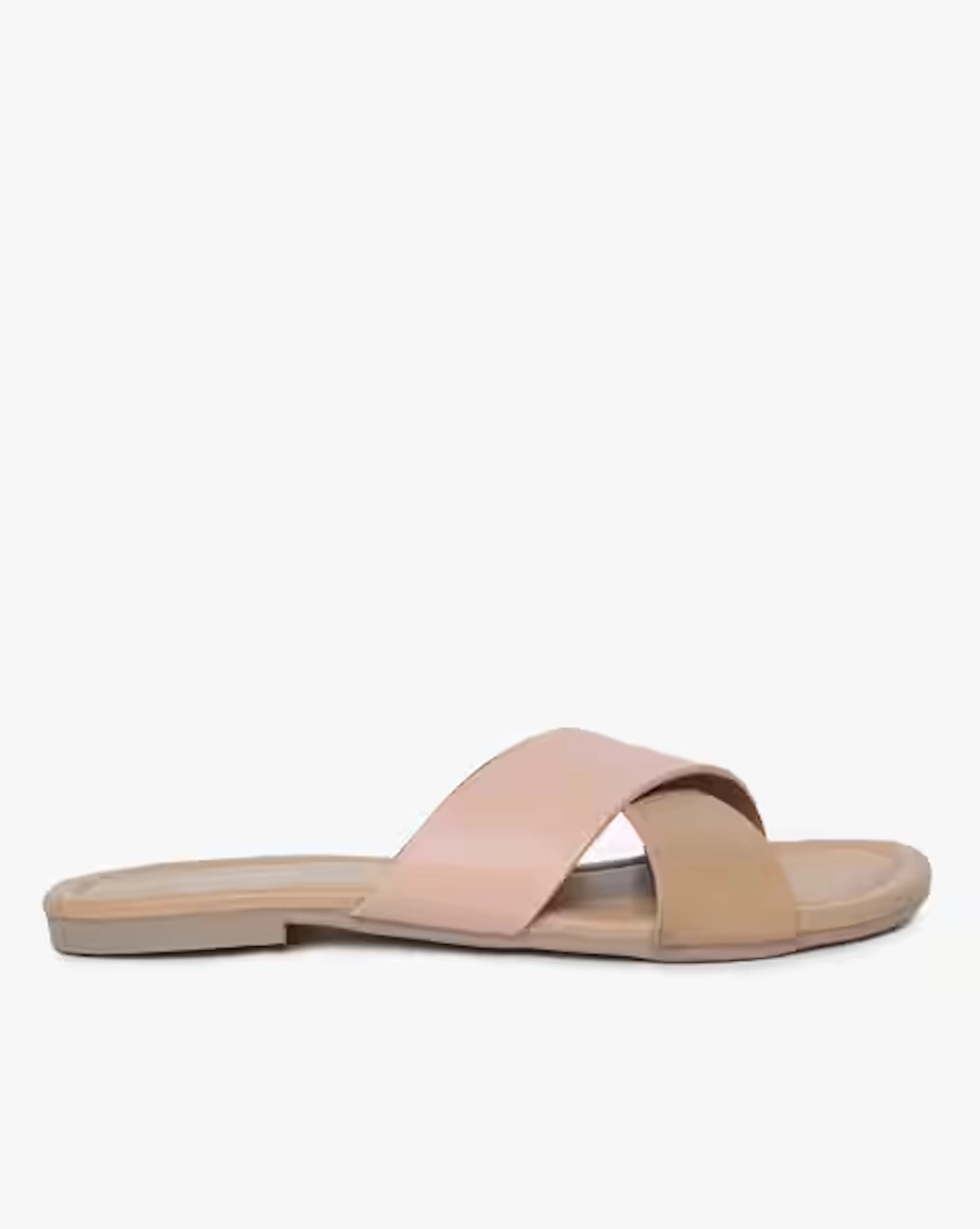 Colourblock Criss-Cross Strap Flat Sandals