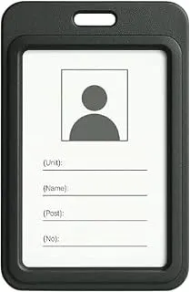 Vertical Double-Sided ID Badge Holder - Heavy Duty Black Plastic Card Protector for Office & School - Fits 8.5 x 5.4 cm Cards - Single Pack
