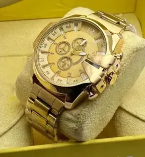 ANSHIKA FASHION ZONE FASHION PREMIUM DESIGN DIAL STAINLESS STEEL GOLD CHAIN SRA TRANDY WATCH LUXURY FASHION PREMIUM DESIGN DIAL STAINLESS STEEL GOLD CHAIN SRA TRANDY WATCH Analog Watch - For Men