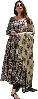 NermosaWomen Printed Anarkali Kurta and Pant Set with Dupatta | Printed Kurta Set | Cotton Suit | Women Kurta Sets |
