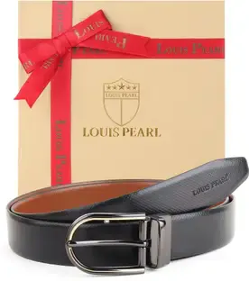 Louis Pearl Men Formal, Evening, Casual Black, Brown Genuine Leather Reversible Belt