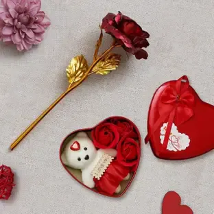 loveGift Artificial Flower, Soft Toy Gift Set